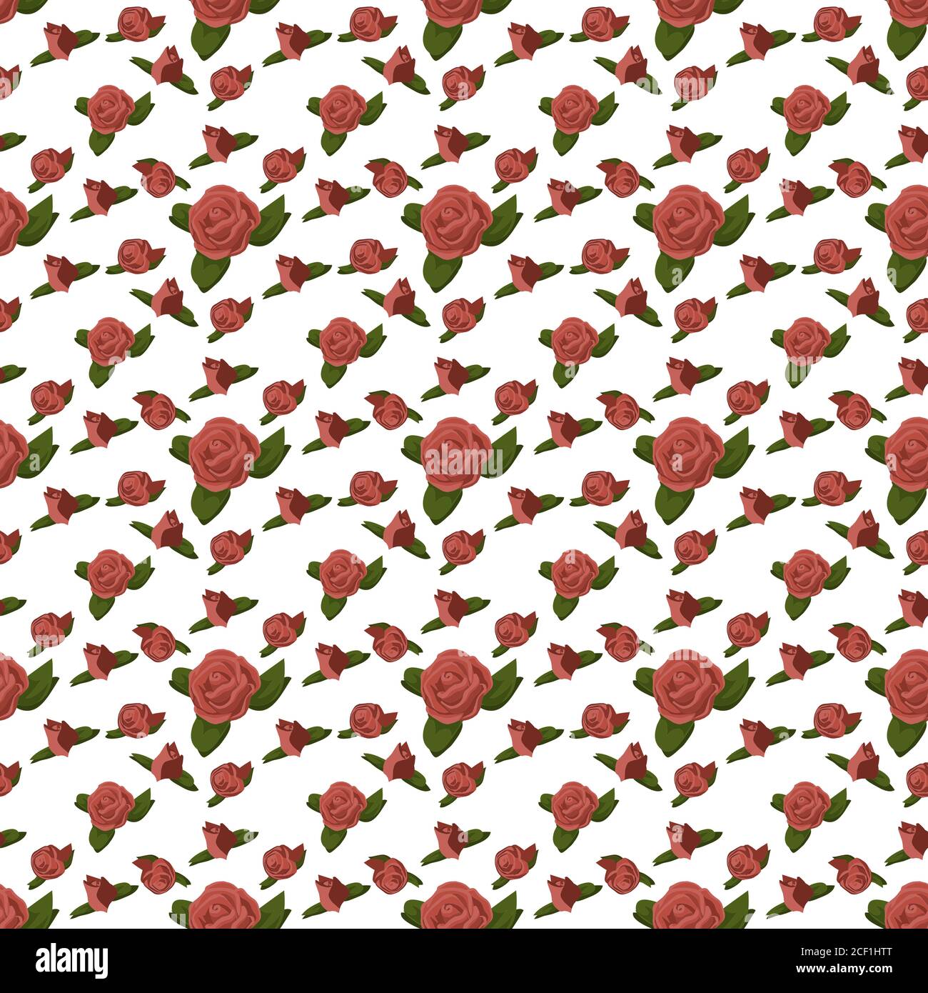KTSP06 Rose Blumen Nahtloses Muster auf weißem Hintergrund, rote Blumen trendy Design, Rosen wiederholen Hintergrundbild. Stockfoto