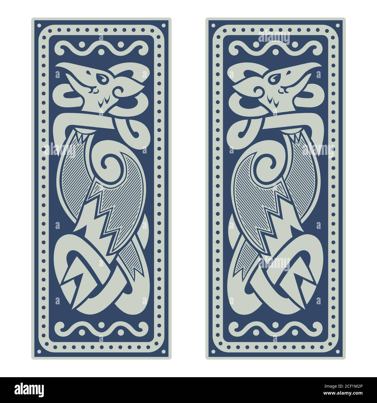 Der Vogel Phoenix. Illustration im skandinavischen keltischen Stil Stock Vektor