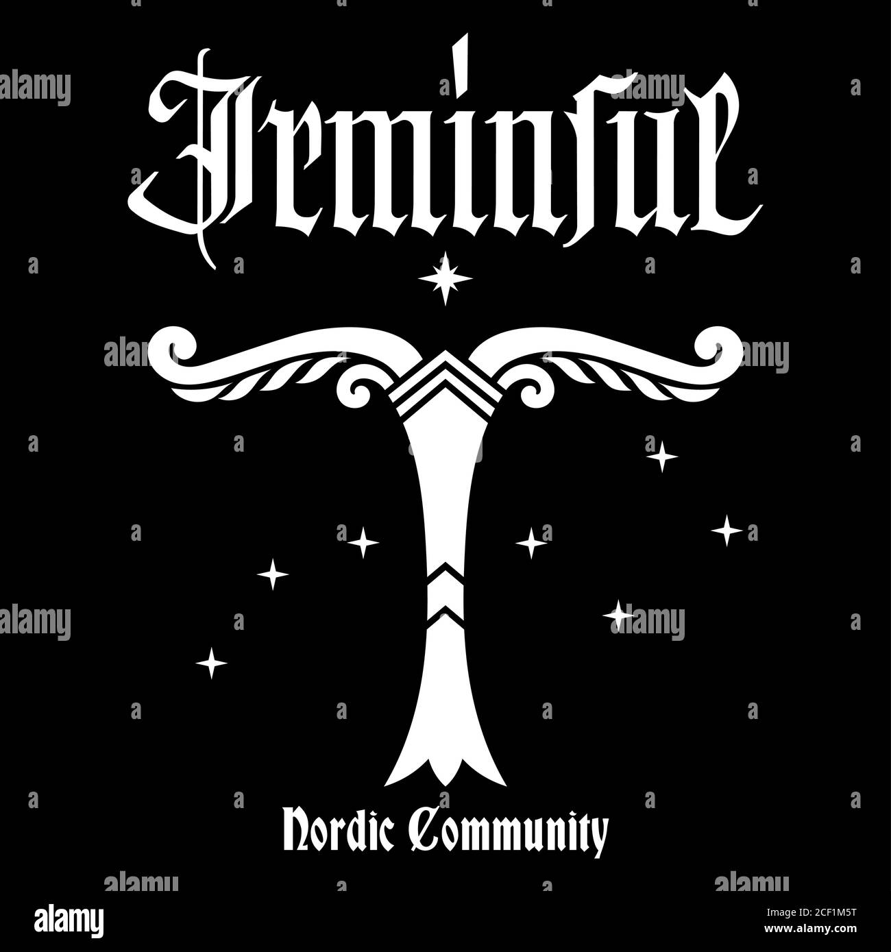 Altes nordisch Design. Irminsul, Yggdrasil - Weltenbaum in germanischen - skandinavische Mythologie - Riesenasche Stock Vektor