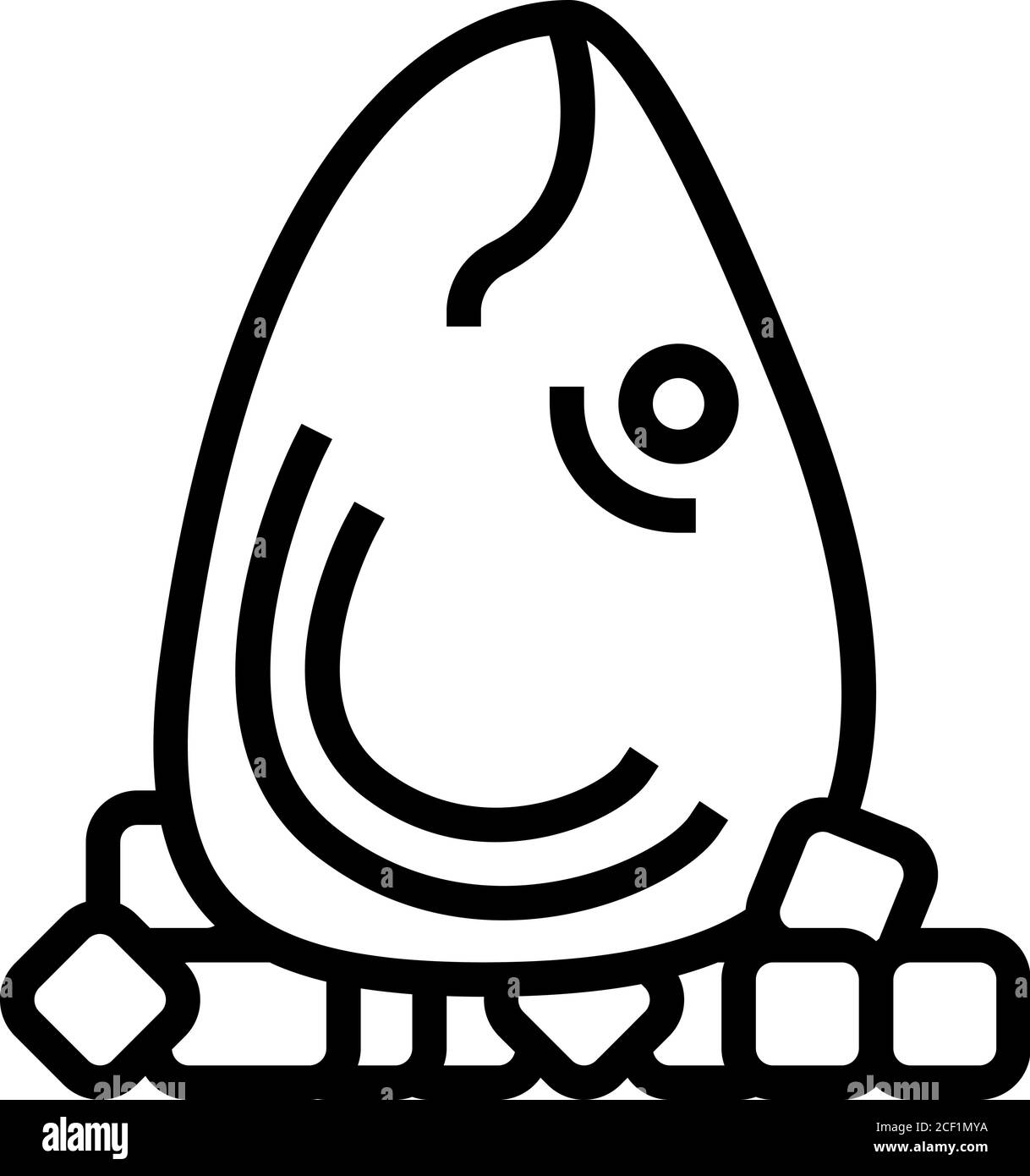 Thunfisch Kopf mit Eiswürfeln Linie Symbol Vektor Illustration Stock Vektor