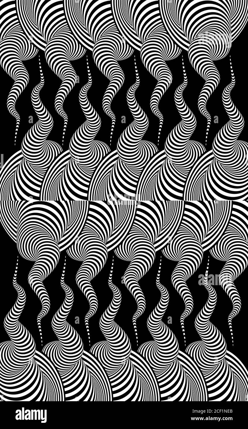Muster mit optischen Täuschung. Schwarz-weiß Design. Abstrakte gestreiften Hintergrund. Vector Illustration. Stock Vektor
