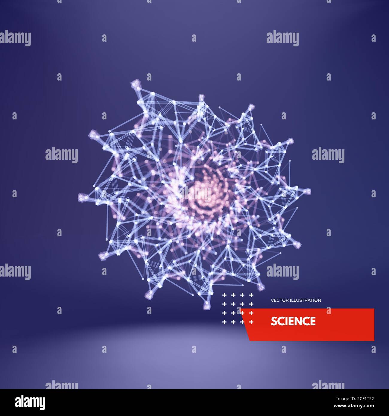 Nautilus Shell. Abstraktes Designelement. 3d-Verbindungsstruktur. Vektorgrafik für Wissenschaft, Chemie oder Bildung. Stock Vektor