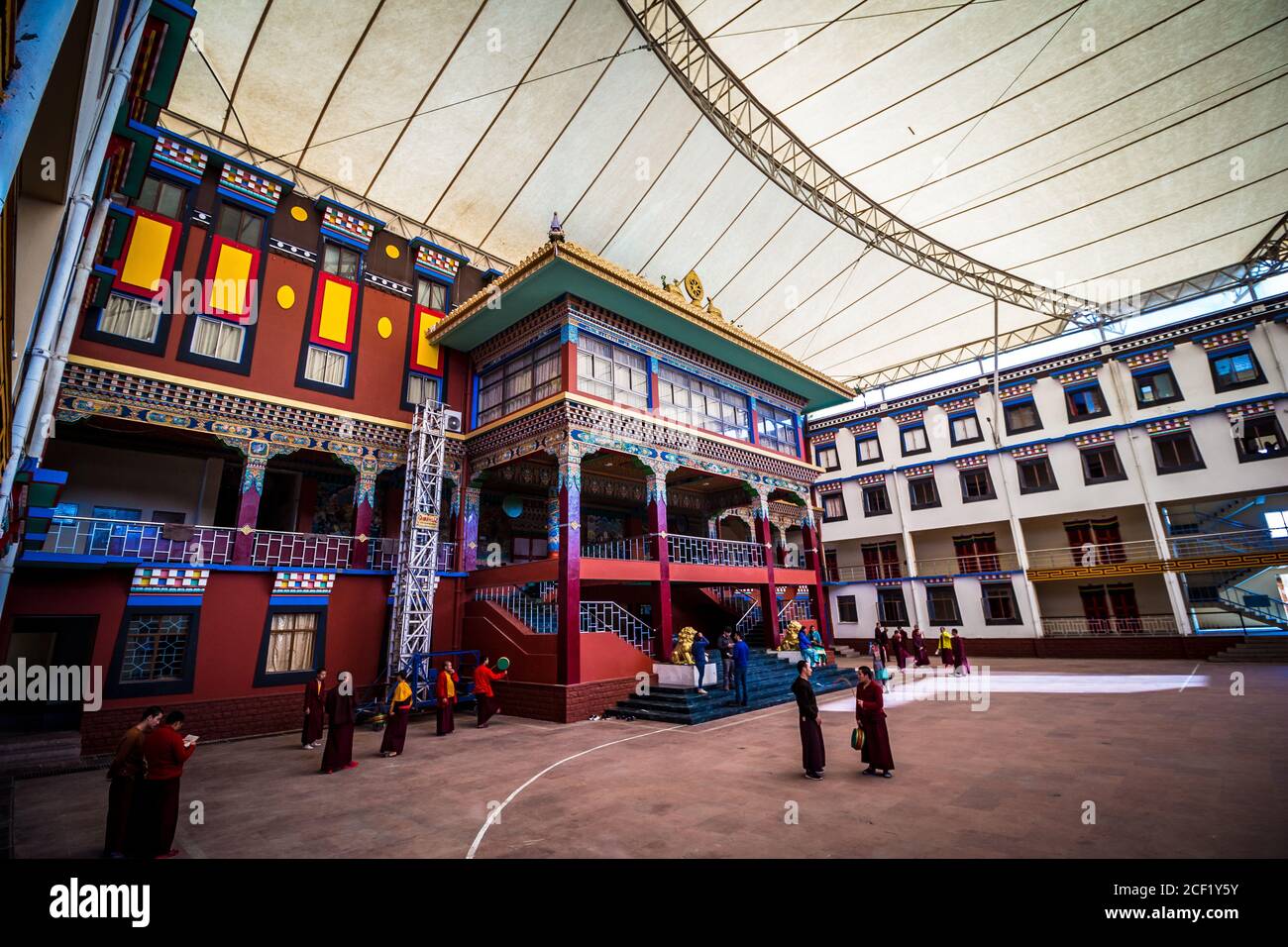 Bir and Billing, Himachal Pradesh, Indien - das Kloster Palpung Sherabling gilt als eines der heiligsten Kloster in Himachal. Fakturierung. Stockfoto