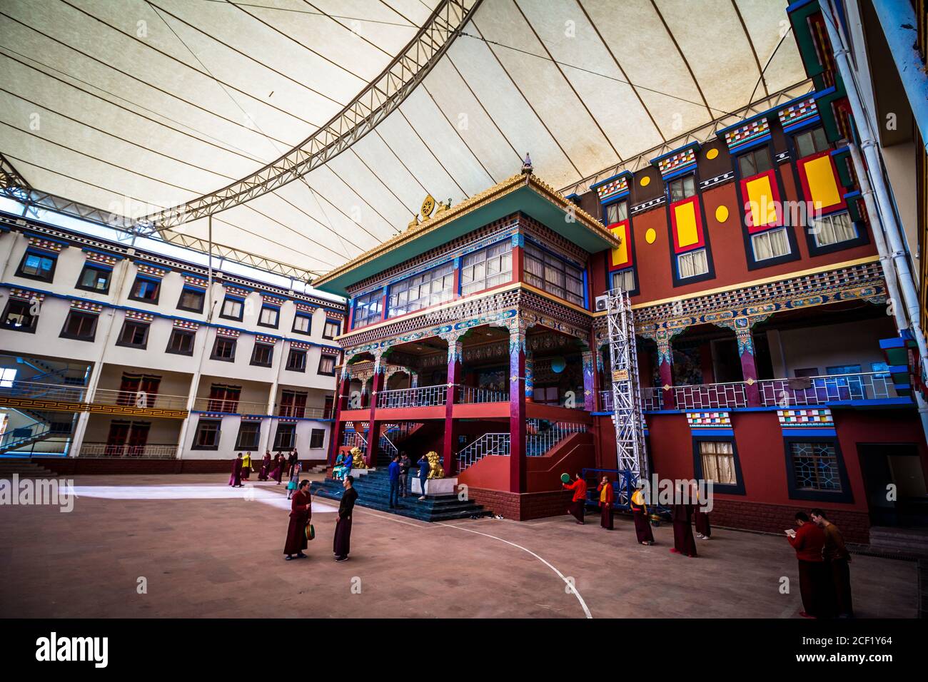 Bir and Billing, Himachal Pradesh, Indien - das Kloster Palpung Sherabling gilt als eines der heiligsten Kloster in Himachal. Fakturierung. Stockfoto