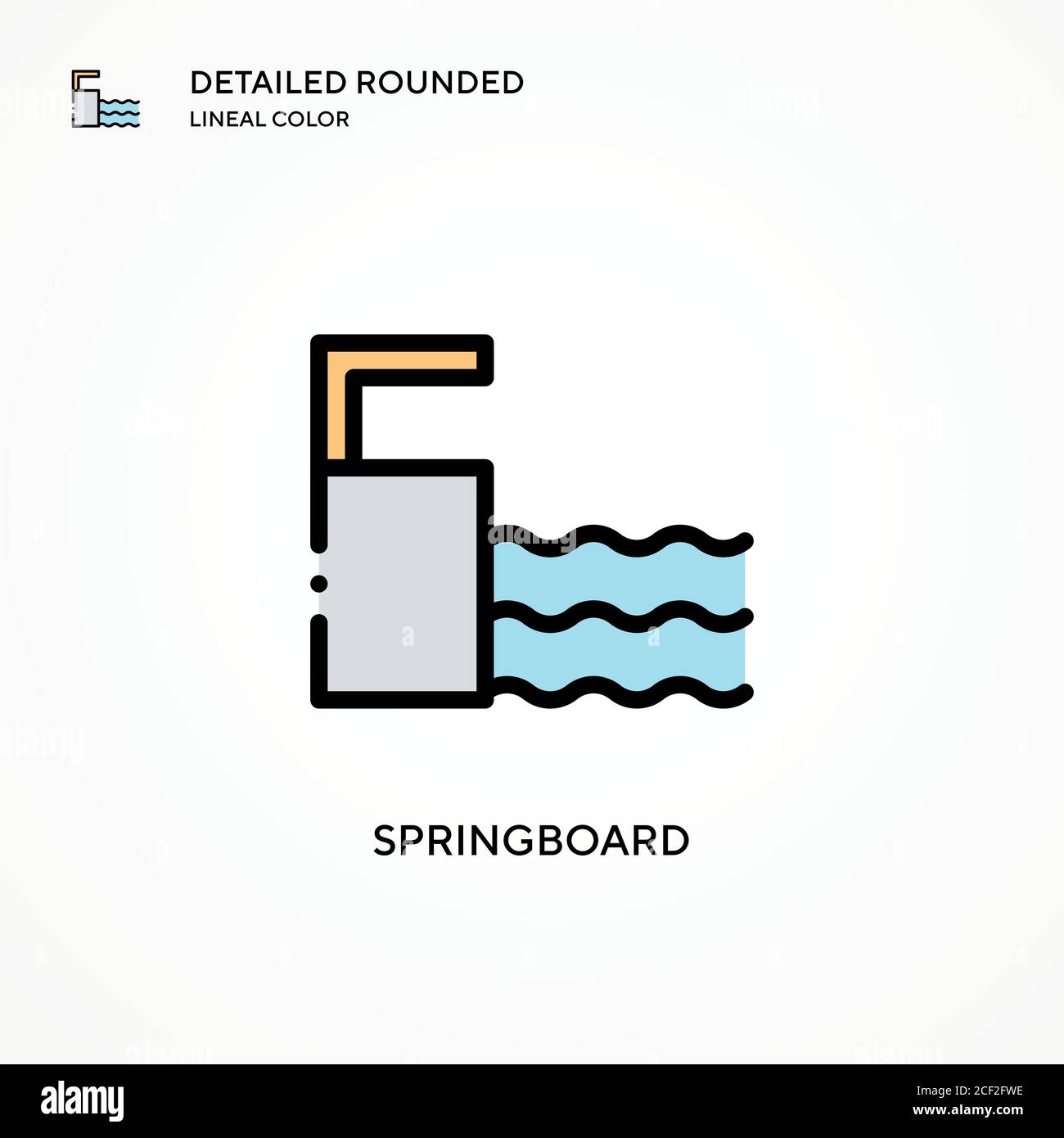 Symbol für Sprungbrett-Vektor. Moderne Vektorgrafik Konzepte. Einfach zu bearbeiten und anzupassen. Stock Vektor