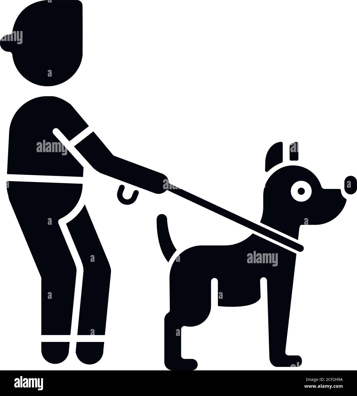 Haustier Walking Service schwarz Glyph Symbol. Mit professionellen Hund Walker Service. Tierpflege Silhouette Symbol auf weißem Raum. Aktivitäten im Freien. Besitzer w Stock Vektor