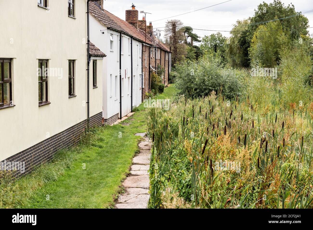 Der Thames and Severn Way Fernwanderweg neben der stillgelegte Stroudwater Navigation in Upper Framilode, Gloucestershire UK Stockfoto