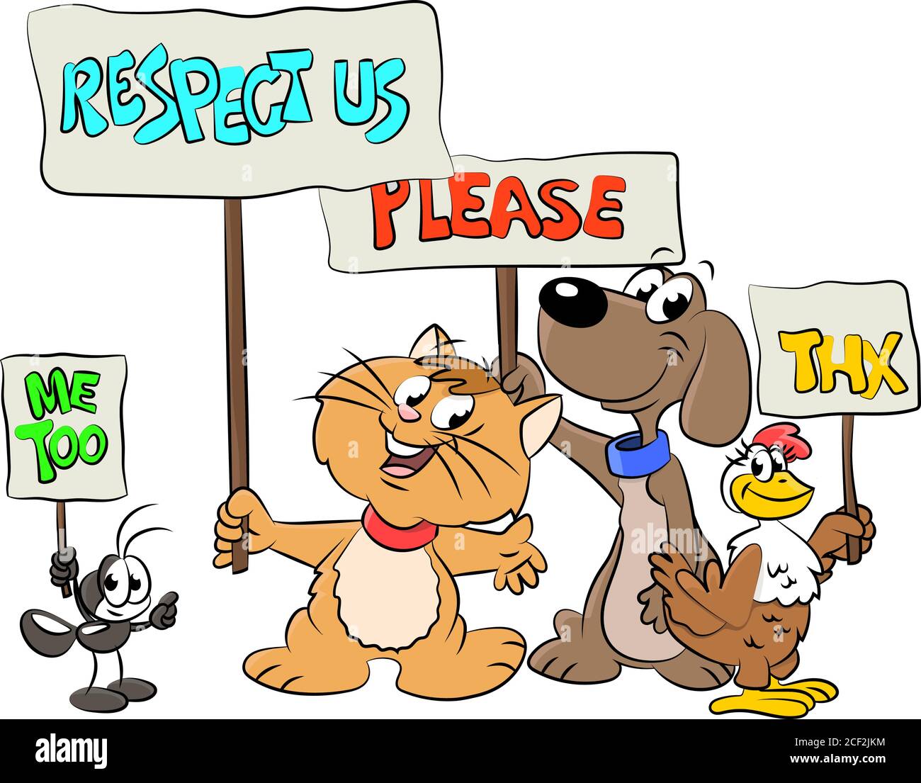 Cartoon Tiere halten Banner in ihren Händen, die Tierrechte verteidigen vektorgrafik Stock Vektor
