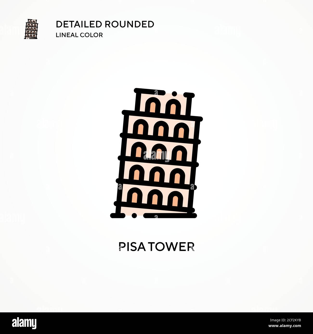 Pisa-Turmvektor-Symbol. Moderne Vektorgrafik Konzepte. Einfach zu bearbeiten und anzupassen. Stock Vektor