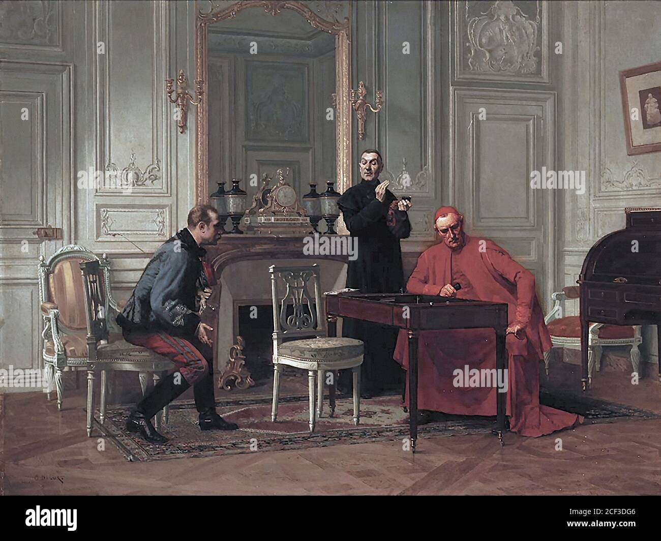 Delort Charles Edouard Edmond - Kardinal am Spieltisch - Französische Schule - 19. Jahrhundert Stockfoto