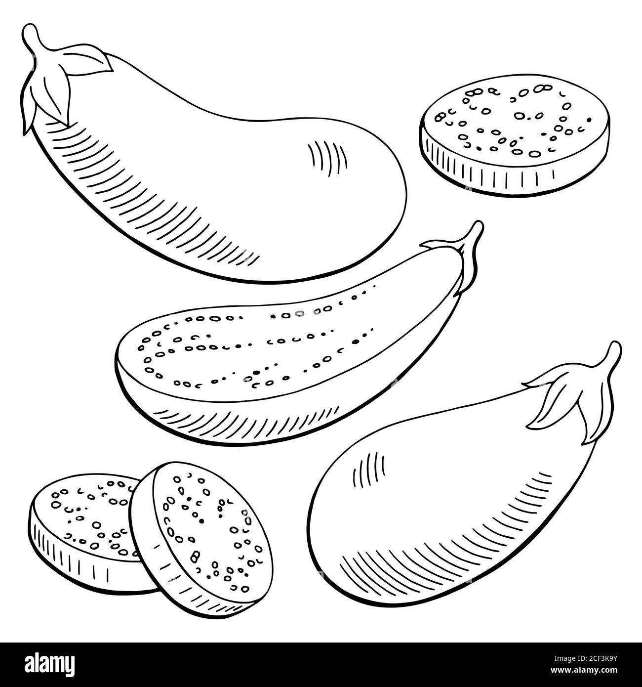 Auberginen Grafik Schwarz Weiss Isoliert Skizze Illustration Vektor Stock Vektorgrafik Alamy