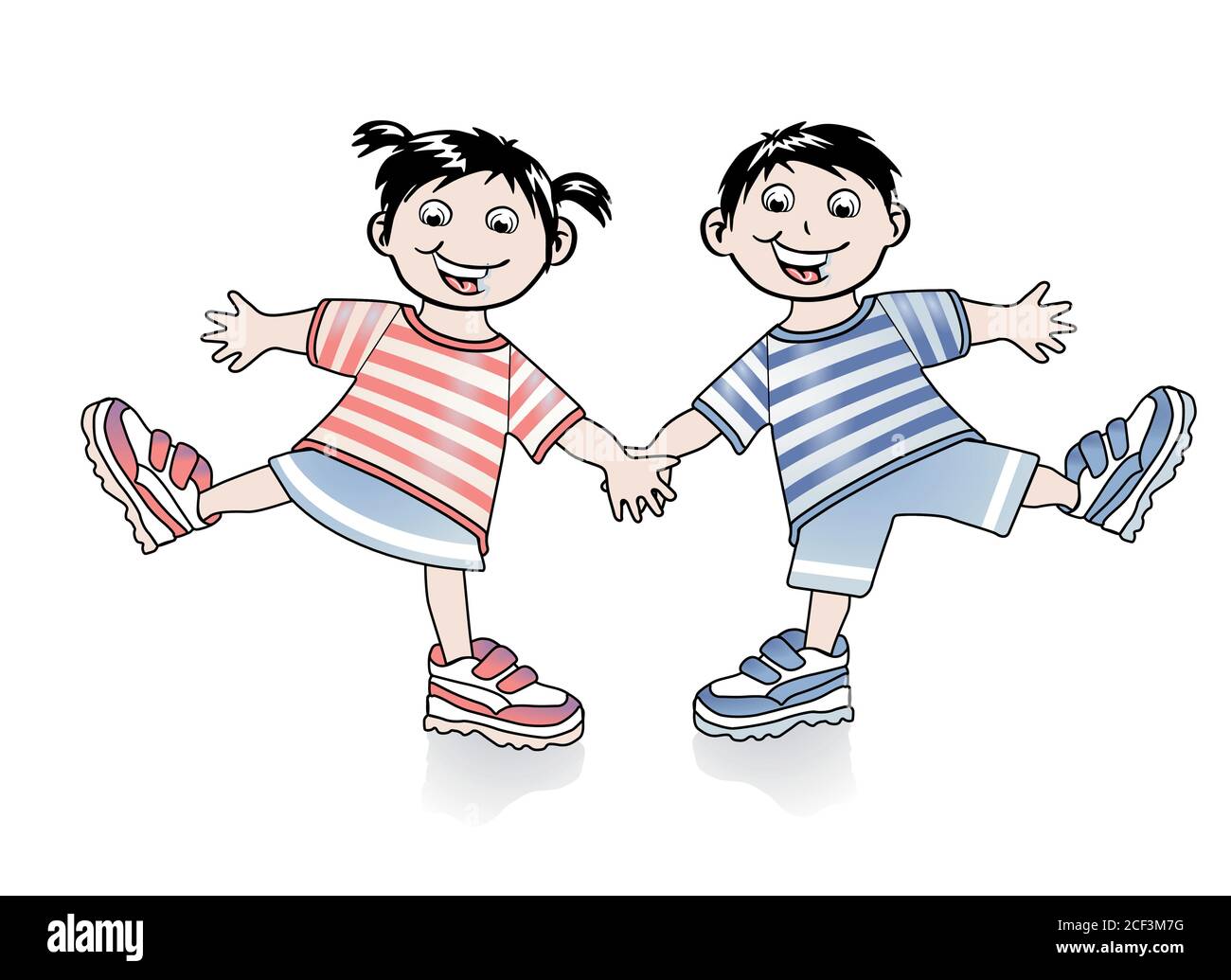 Zwei Kinder sind glücklich -Vektor-Illustration Stock Vektor