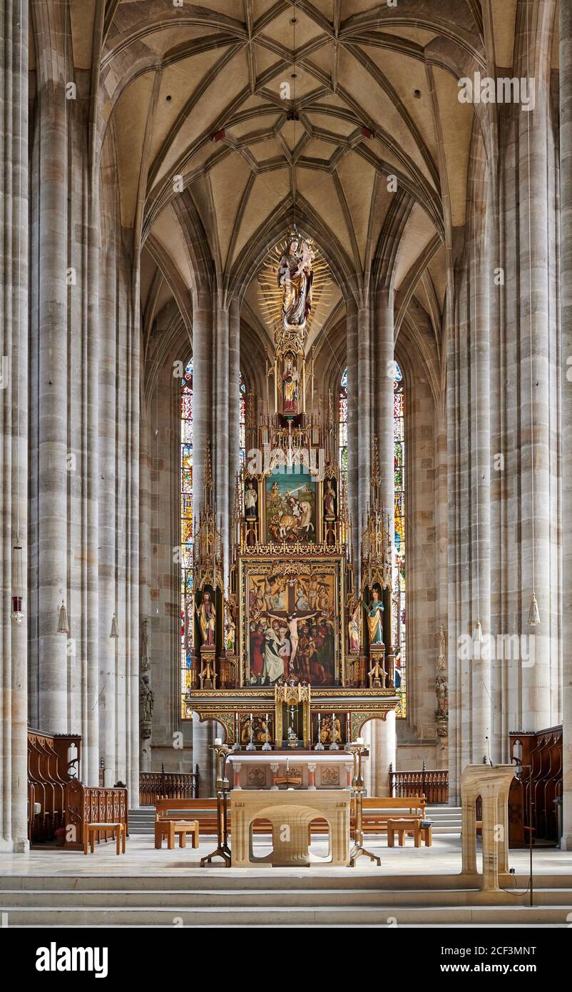 Innenaufnahme der Kirche Münster St. Georg, Mittelfranken, Bayern, Deutschland Stockfoto