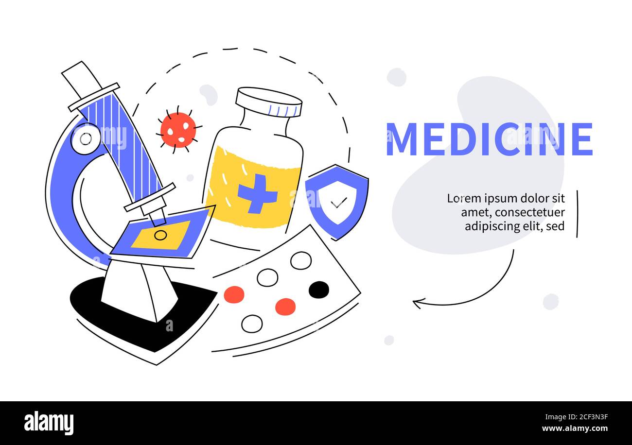 Medizin - modernes buntes flaches Design Stil Web-Banner Stock Vektor