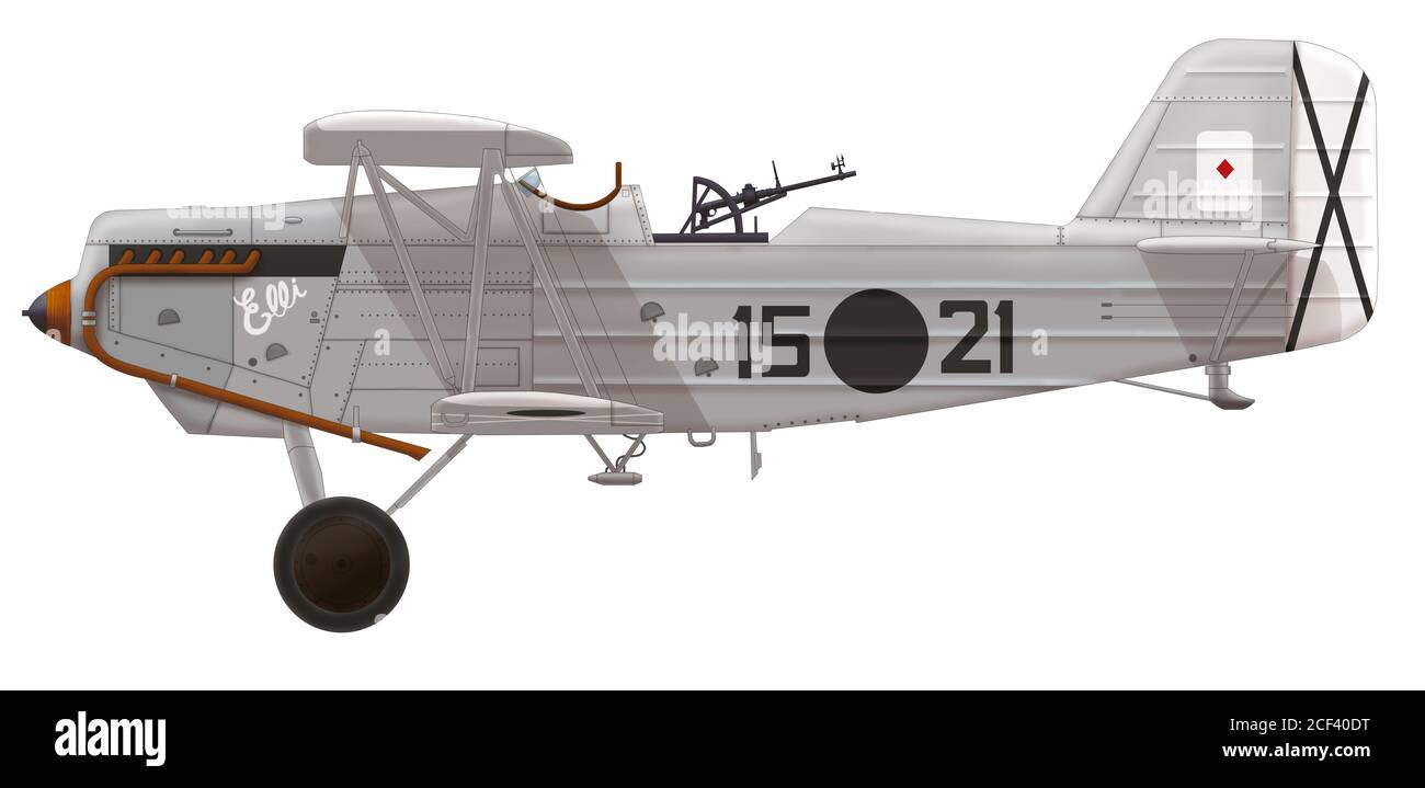 Heinkel He 45 (15○21) der Grupo 6-G-15 (Gruppe 6-G-15) der spanischen Luftfahrt, 1938 Stockfoto