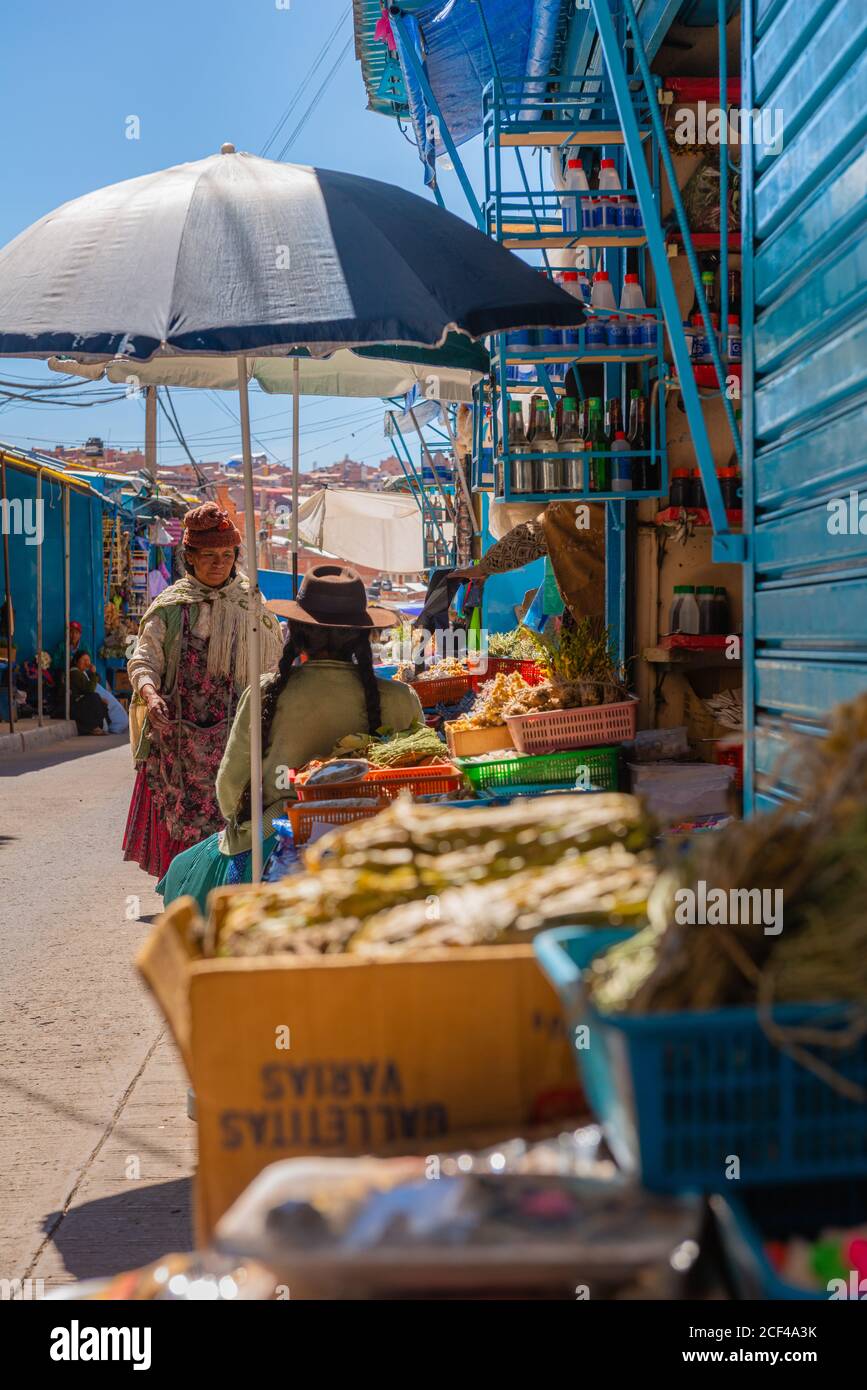 Mercado Campesinosor Bauernmarkt, Sucre,Hauptstadt der Verfassung Boliviens,Hauptstadt des Departements Chuquisaca, Bolivien, Lateinamerika.´ Stockfoto