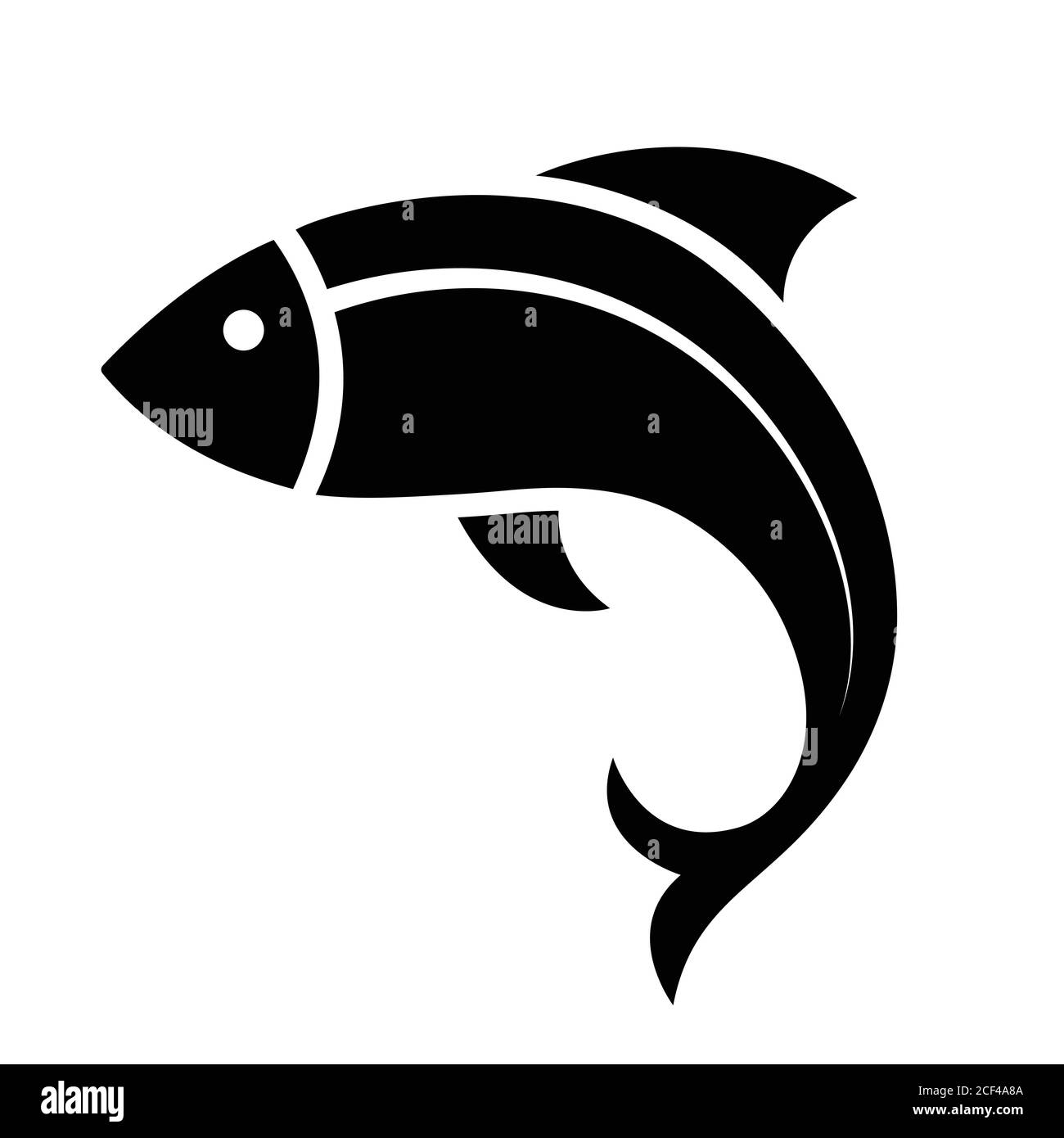 Fish Icon schwarze Silhouette. Symbol für das Fischereilogo. Stock Vektor
