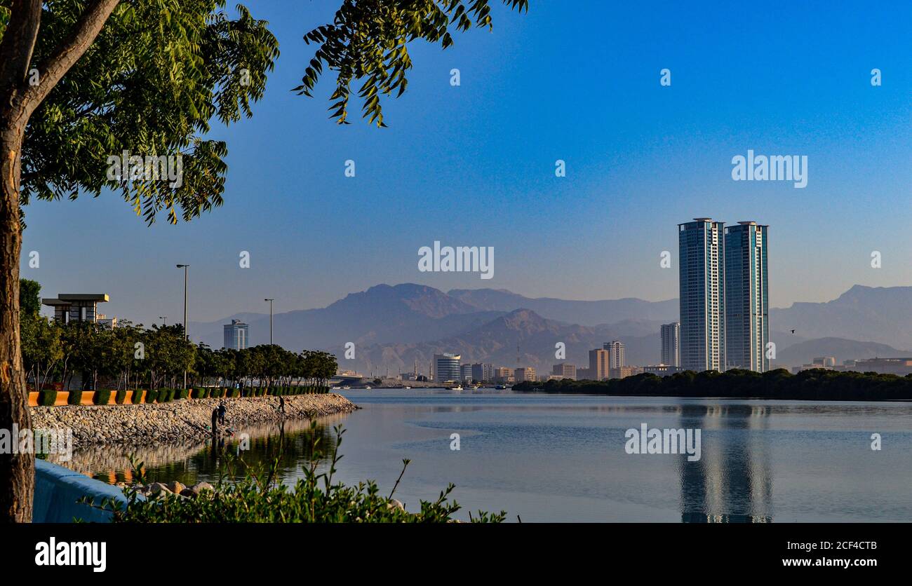 Morgen am Bach in RAK, Vereinigte Arabische Emirate Stockfoto