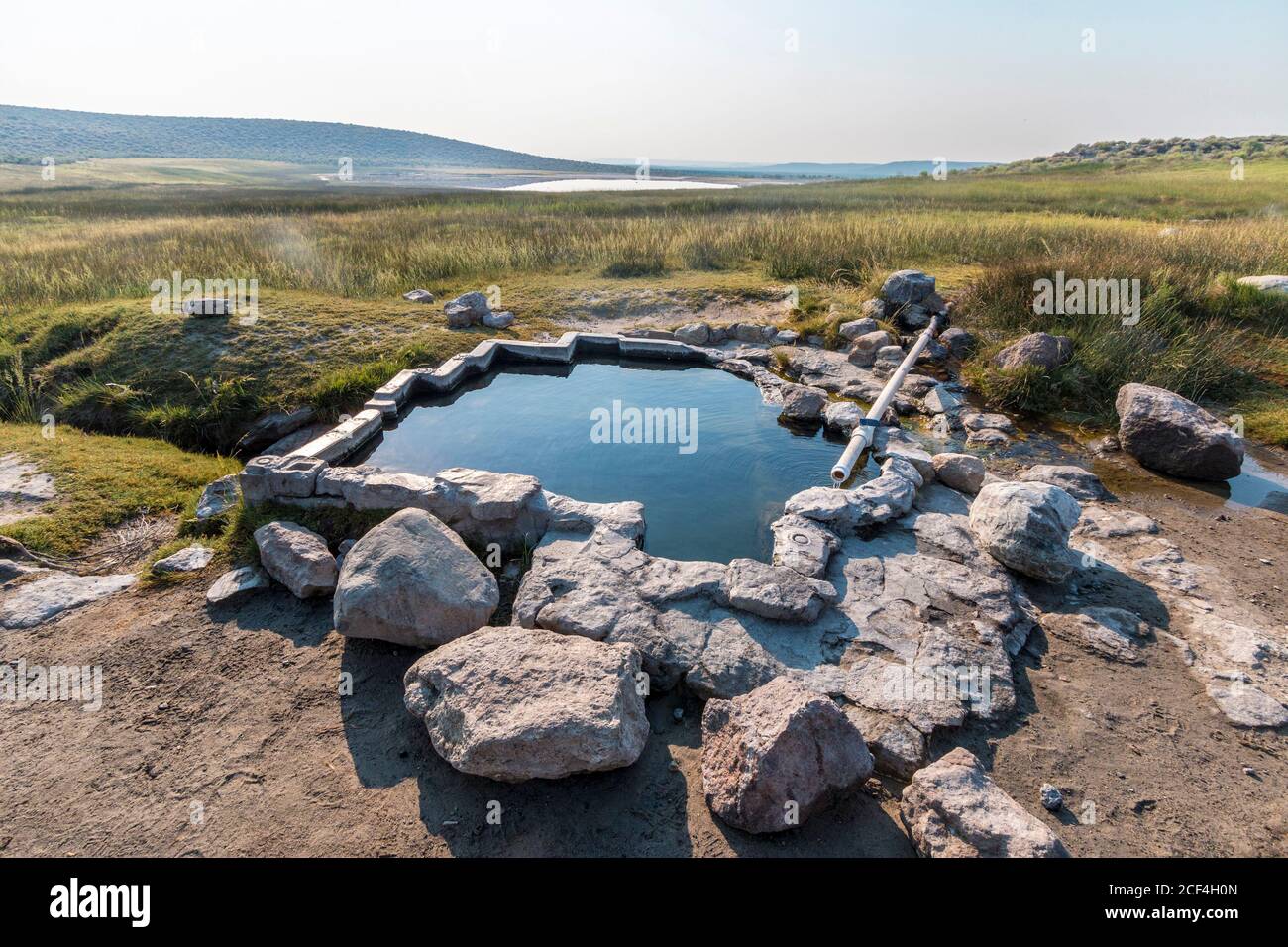 Shepherd's Tub, eine heiße Quelle in der Nähe von Crowley Lake außerhalb von Mammoth Lakes, CA. Stockfoto