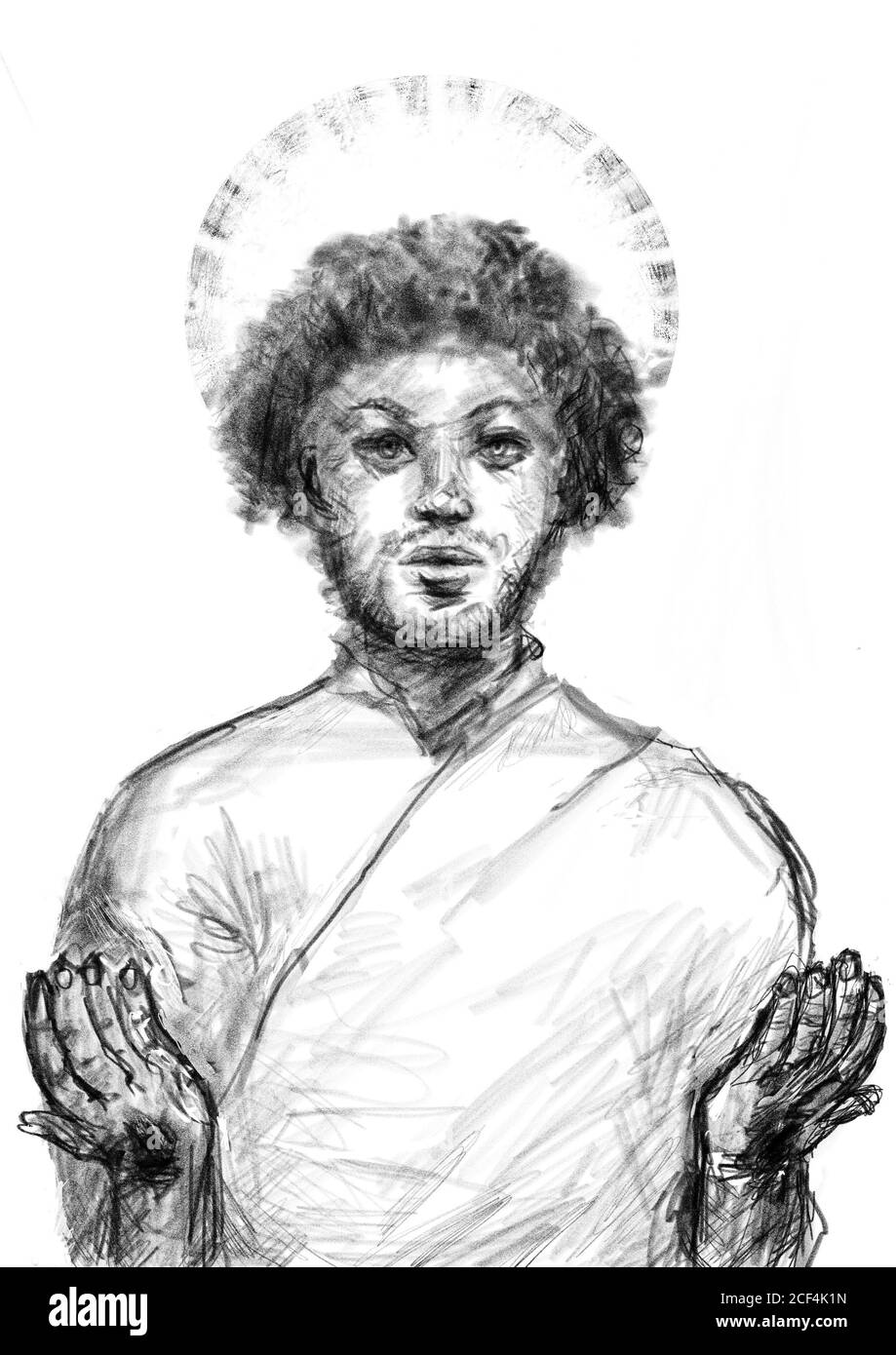 Schwarze Jesus Zeichnung Stockfoto