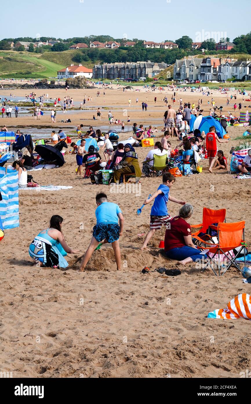 Urlauber am East Beach, Milsey Bay, North Berwick Stockfoto