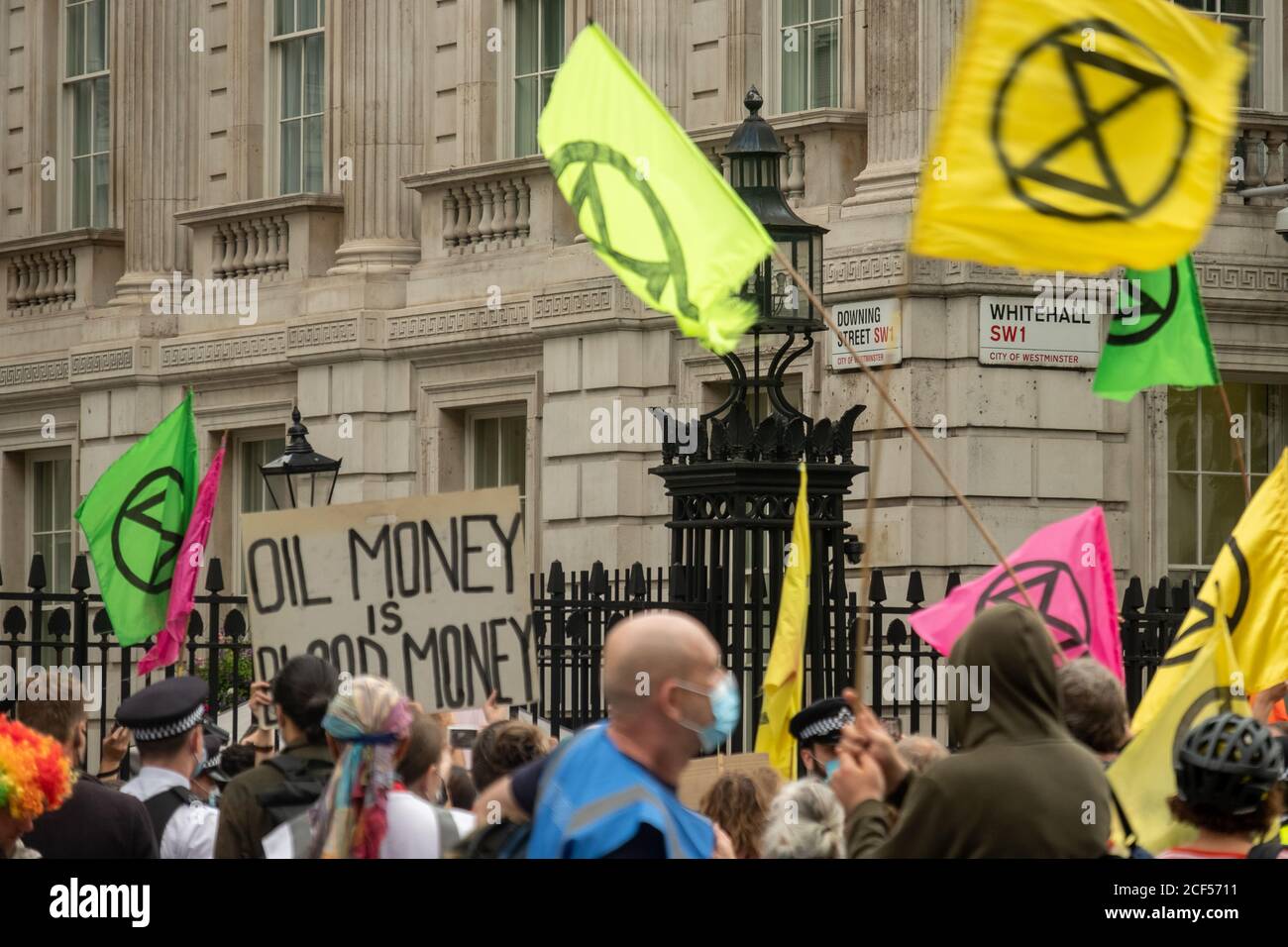 London - September 2020: Extinction Rebellion protestiert im Zentrum Londons, die sich für Fragen des Klimawandels einsetzen Stockfoto