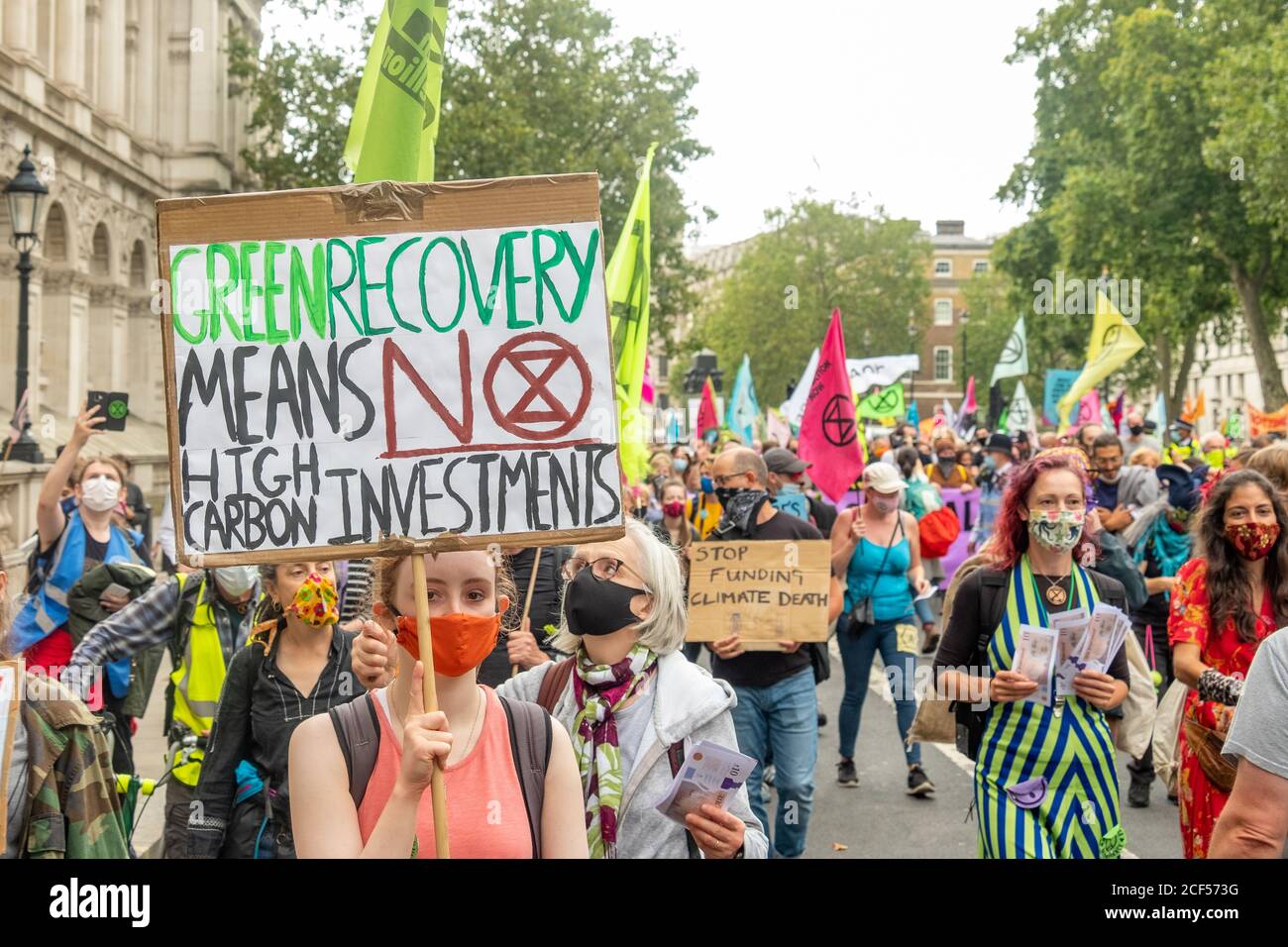 London - September 2020: Extinction Rebellion protestiert im Zentrum Londons, die sich für Fragen des Klimawandels einsetzen Stockfoto