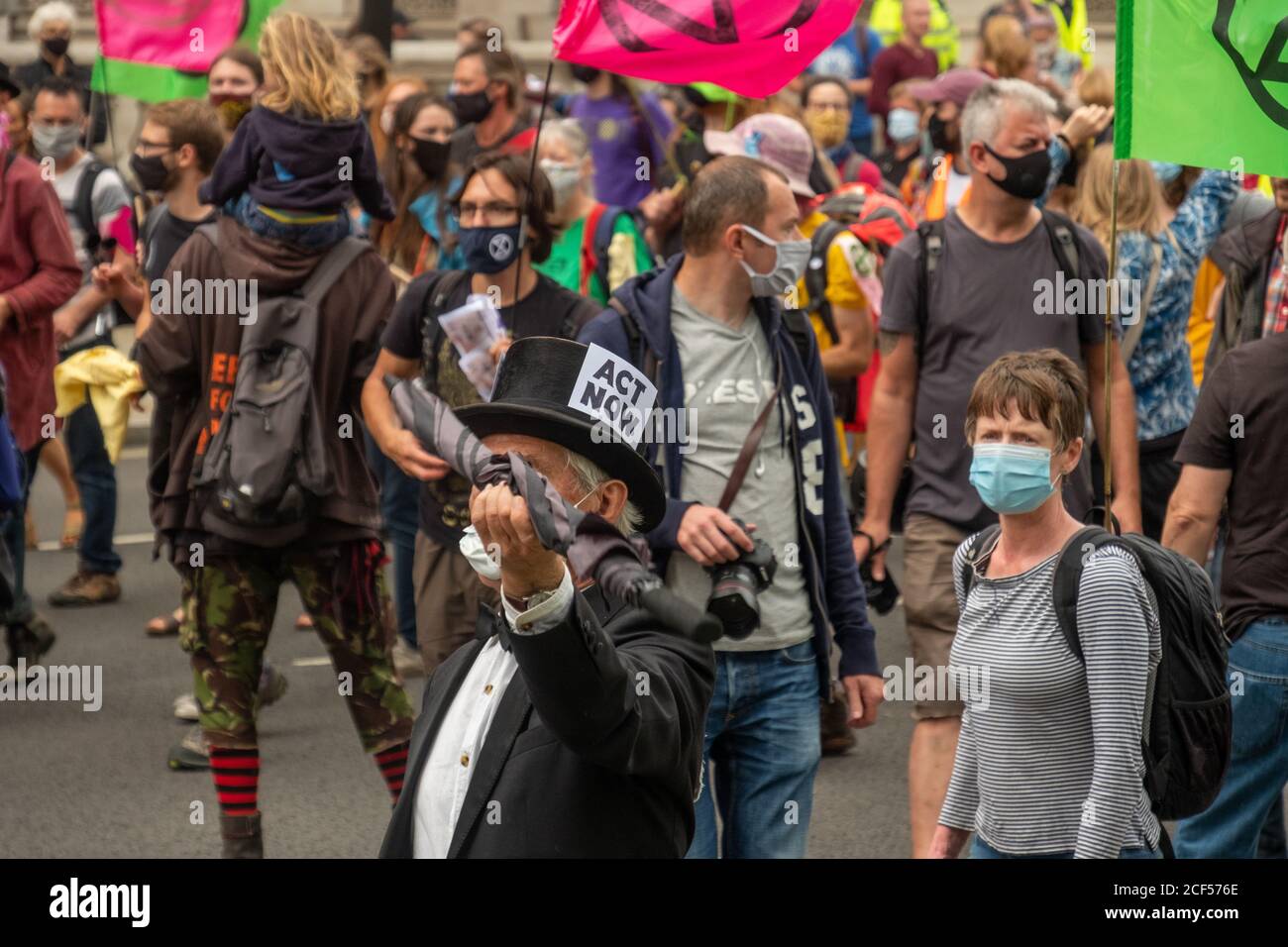 London - September 2020: Extinction Rebellion protestiert im Zentrum Londons, die sich für Fragen des Klimawandels einsetzen Stockfoto