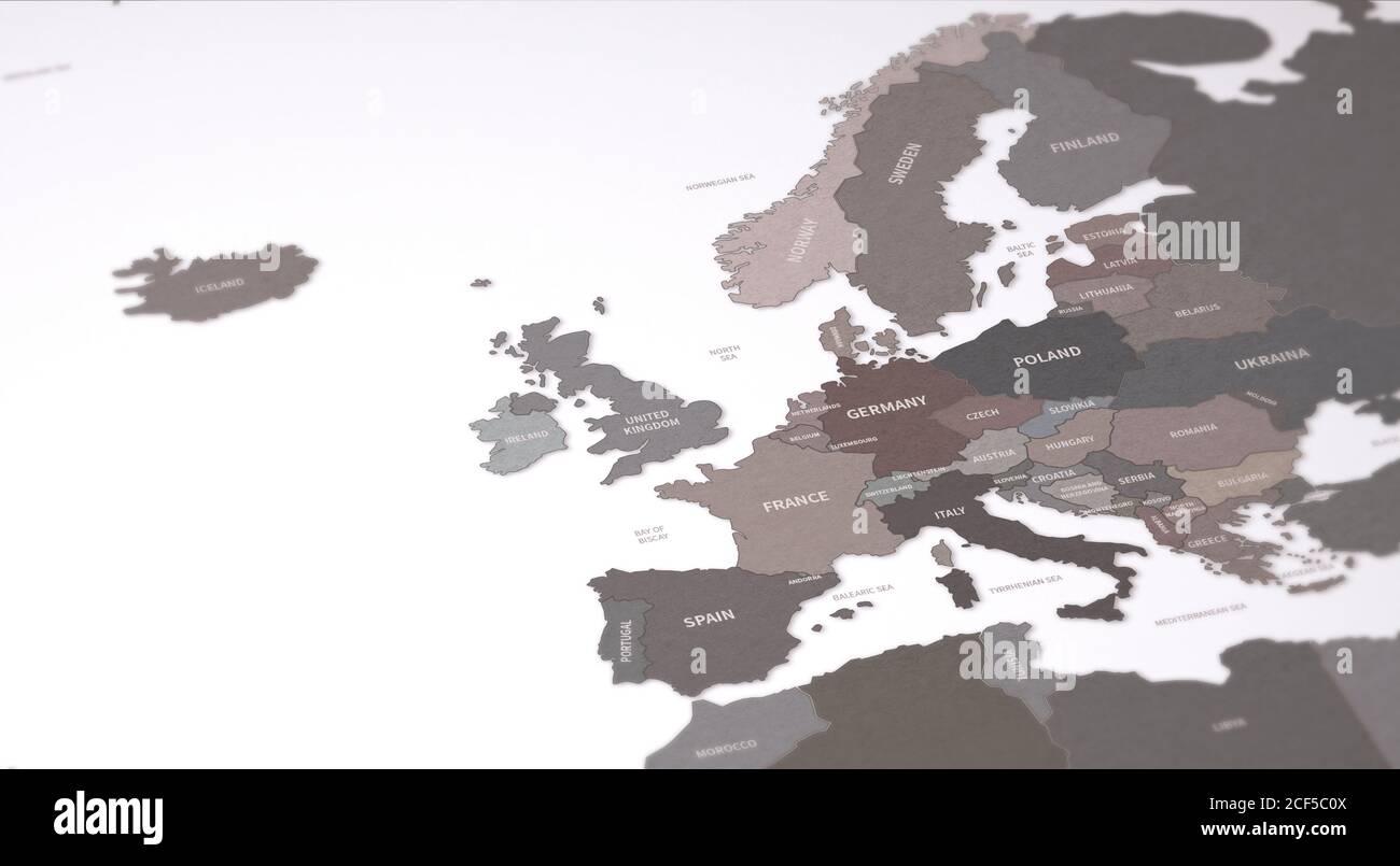 Karte Der Europäischen Länder. Continental Vintage Map 3d-Rendering. Stockfoto