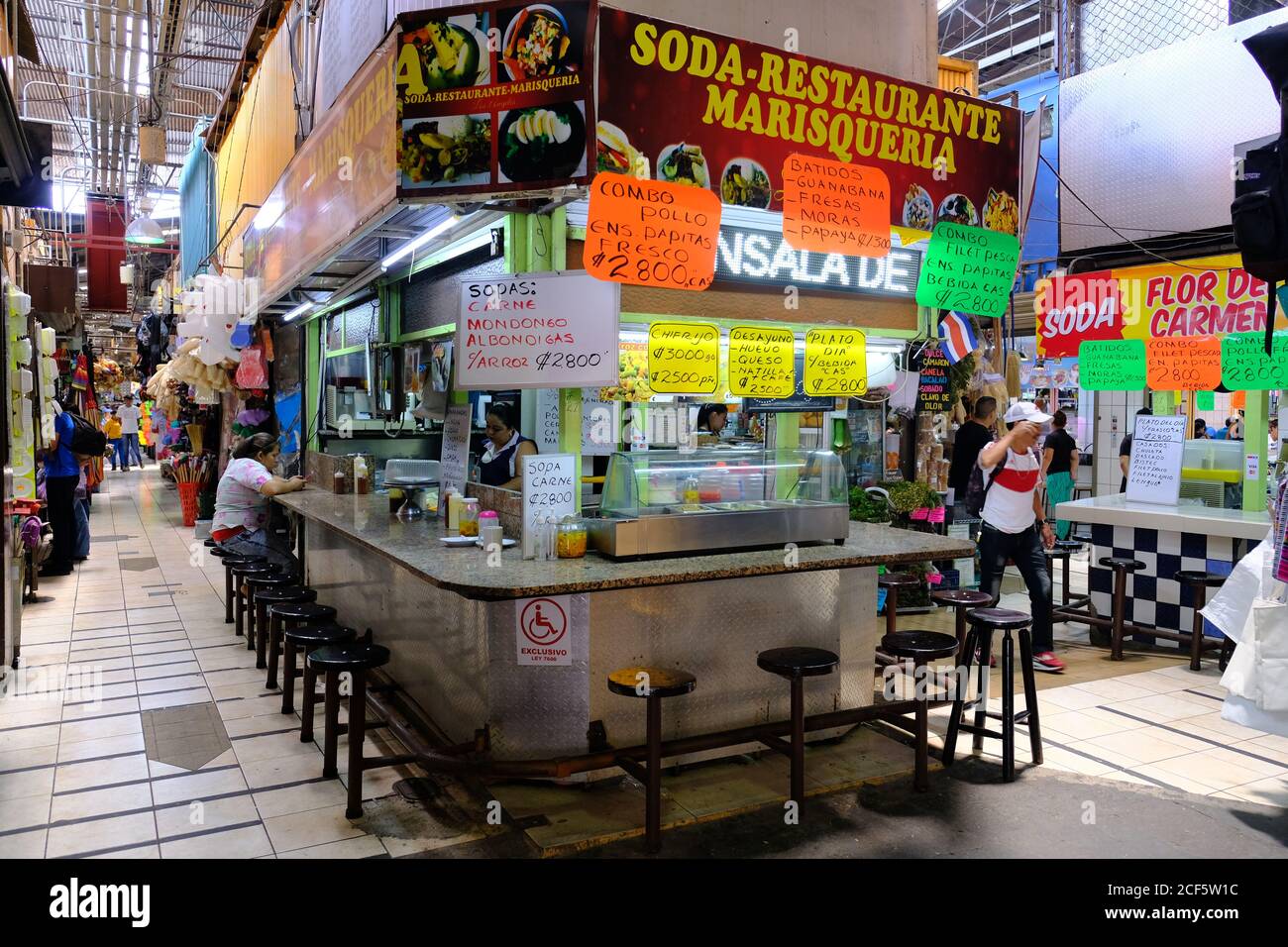 Costa Rica San Jose - Restaurants in San Jose Central Markt Stockfoto