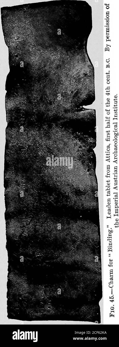 . Licht aus dem alten Osten; das Neue Testament illustriert durch kürzlich entdeckte Texte der griechisch-römischen Welt. Dadurch wird die technische Eigenheit und damit der Punkt der Figur zurückgeführt. Aber während der gesamten Antike finden wir die Idee, dass ein Mann durch dämonische Einflüsse gebunden oder gefesselt werden kann.Es tritt in griechischen, syrischen, hebräischen, mandäischen und indischen Zaubersprüche.* im Griechischen haben wir sogar eine 2 Kor. i. 23, ^ili Si n&prvpa rbv Behv imKodiuu M t^V i/iiiiv ^vxiv. Uponmy Seele oder gegen meine Seele im Fall 1 sagen Vyhat ist unwahr. Dittenberger, Orientis Graeoi Insoritiones Selectae, Nr. 53228ff. Stockfoto