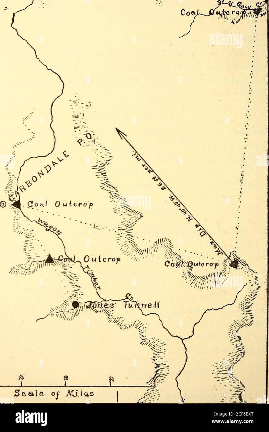 . Erster[-vierter] Jahresbericht der Geologischen Untersuchung von Texas, 1889[-1892] Edwin T. Dumble, Staatsgeologe. Nel in die Seite des Hügels.Es befindet sich auf der Texas and Pacific Railroad Survey No. 2 (Akte Nr. 6460). Diese Öffnung zeigt die gleiche Abdeckung wie am Graham-Schacht. Die Coalis sind die gleichen wie in den anderen Schächten in der Nähe. Die Öffnung ist auf der Westseite des Hügels gemacht. Dieser Ort ist der am weitesten östlich von jedem Ausbiss in dieser Nähe. Dieses Hotel gehört zu den Donnell Brothers, in Eliasville, Texas. Ich glaube nicht, dass dies ein wünschenswerter Ort wäre, um eine Mine zu eröffnen, als diese Stockfoto