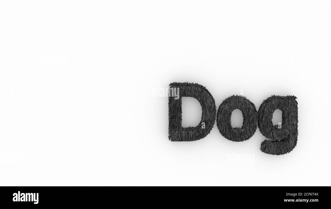 Hund - 3d Wort grau auf weißem Hintergrund. Rendering von pelzigen Buchstaben. Haare. haustiere Fell. Tierhandlung, Tierheim, Tierpflege Emblem Logo Design-Vorlage. Veterinär Stockfoto Hund - 3d Wort grau auf weißem Hintergrund. Rendering von pelzigen Buchstaben. Haare. haustiere Fell. Tierhandlung, Tierheim, Tierpflege Emblem Logo Design-Vorlage. Veterinär Stockfoto