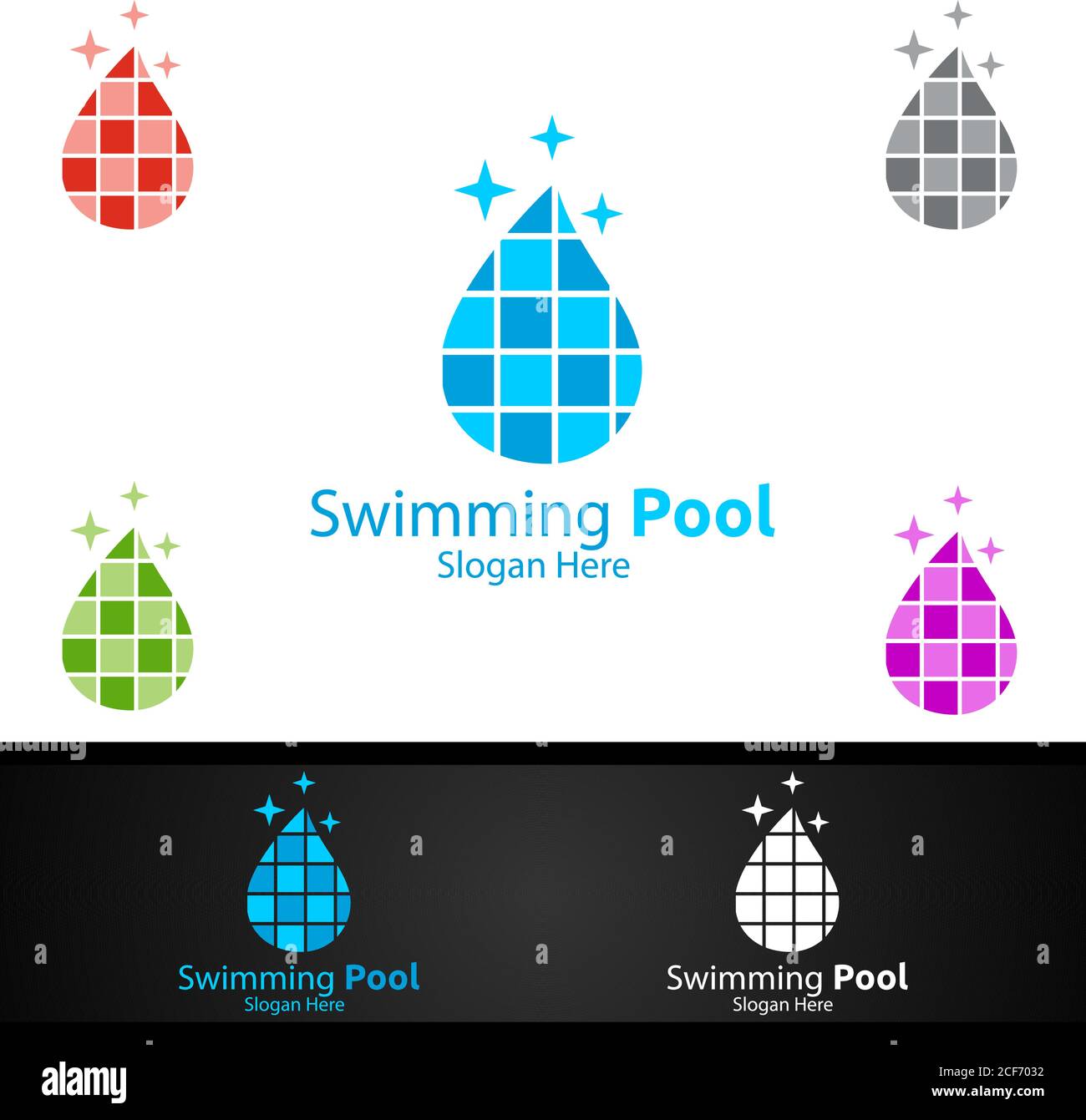 Swimmingpool Service Logo mit Reinigungs-Pool und Wartungskonzept Design Stock Vektor