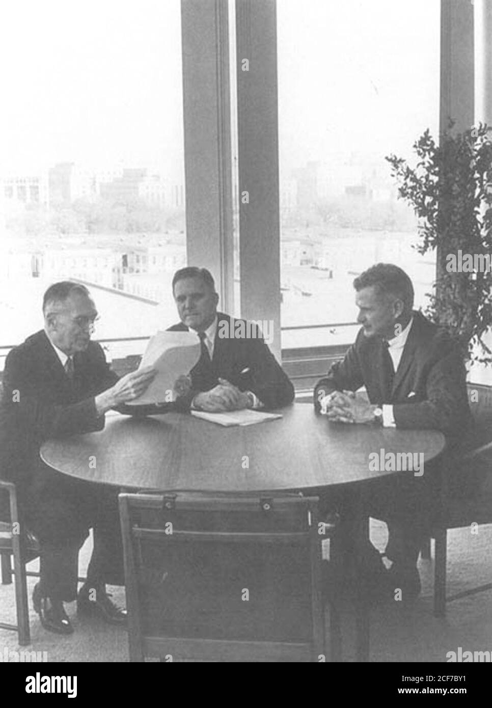 Hugh Dryden, James Webb und Robert Seamans. Stockfoto