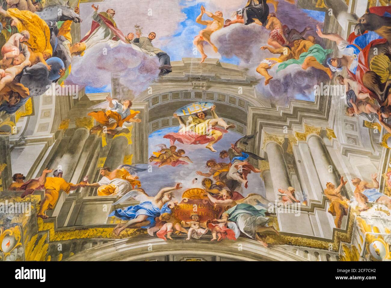 Die Andrea Pozzo bemalte Decke der Chiesa di Sant Ignazio Di Loyola in Rom Italien Stockfoto