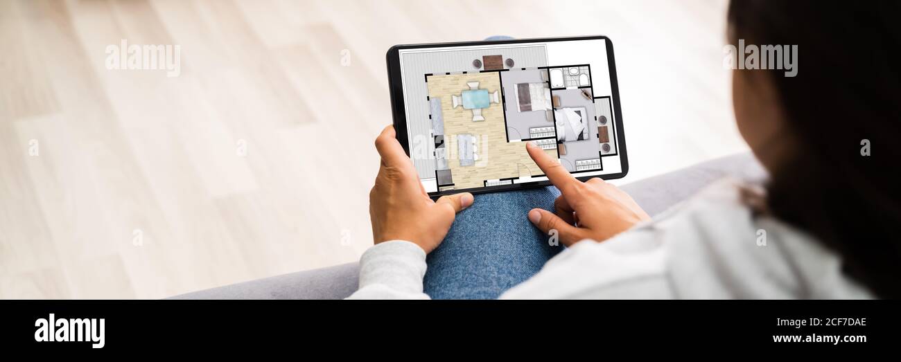 Kauf Haus Online Auf Tablet-Computer. Home Management Stockfoto