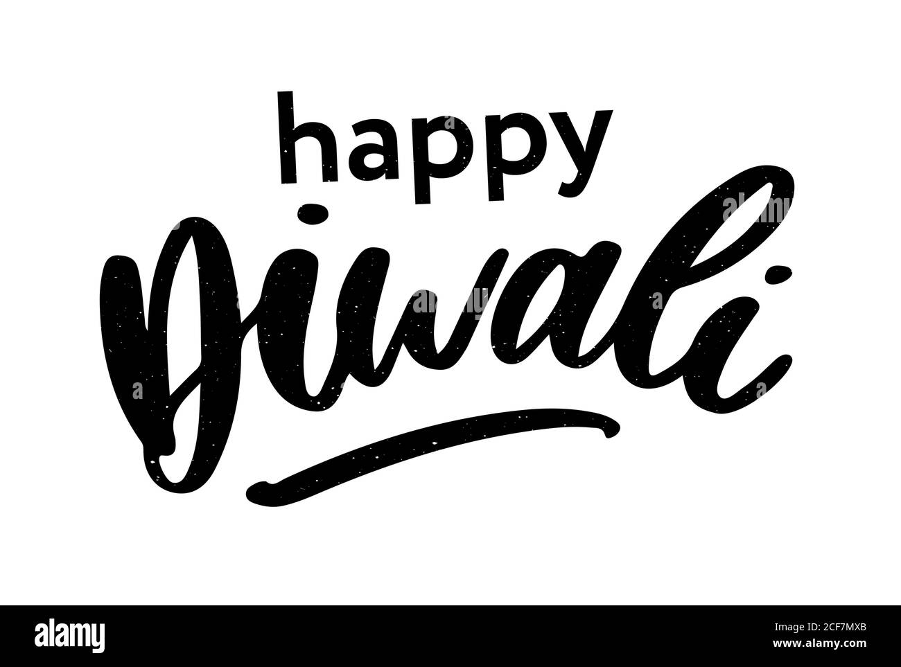 Frohes Diwali. Handgeschriebener Pinsel schwarzer Text, goldene Nadelstreifen. Schöne Beschriftung Einladung, Begrüßung, Drucke, Plakate. Typografische Beschriftung Stock Vektor