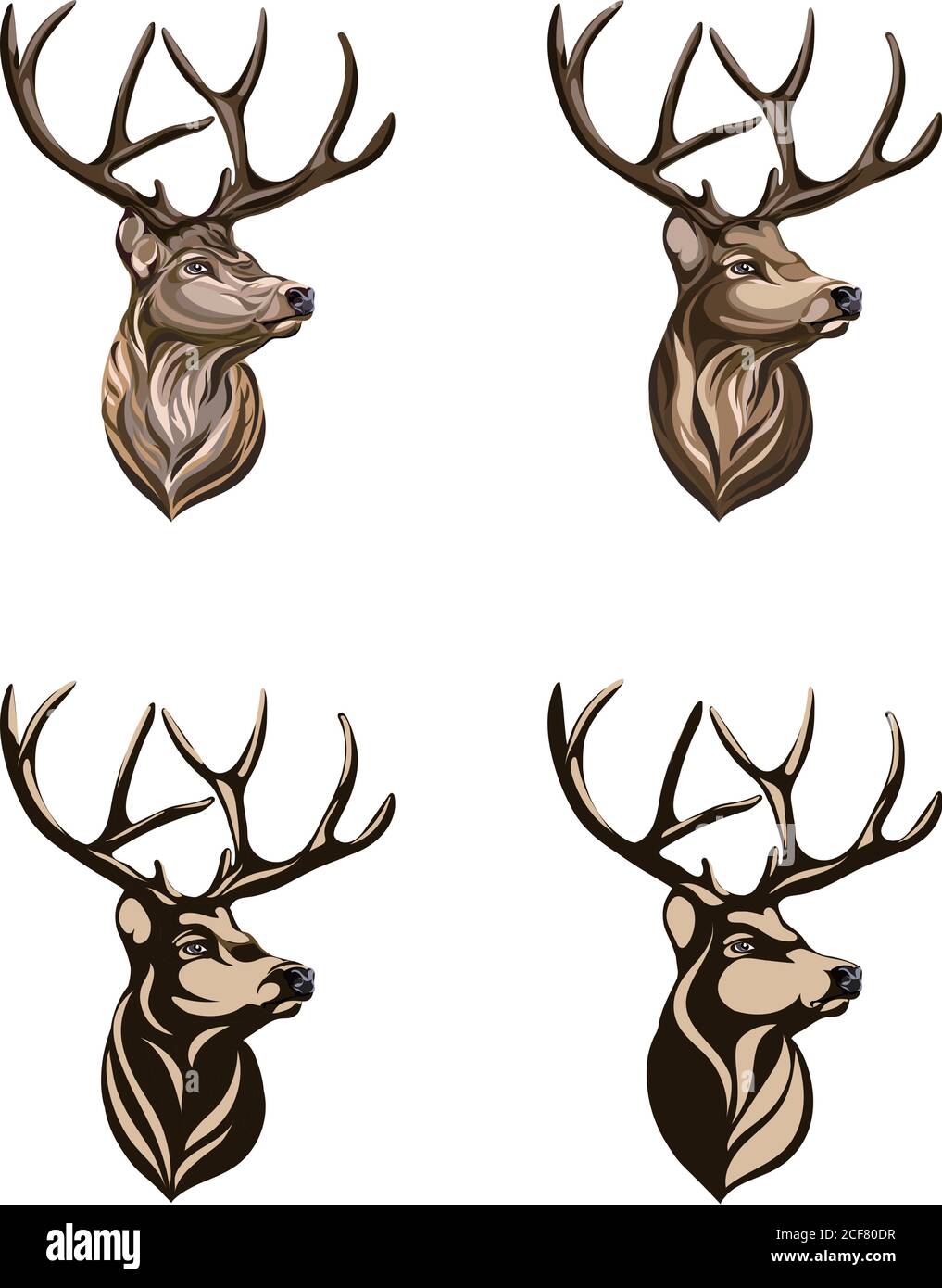 Hirsch, Hirsch Zeichnung, Porträt, Vektor, Illustration, schwarz und weiß, Silhouette, Kopf, Symbol, Vektor, weiß, Illustration, Zeichnung, Ansicht, Zeitplan Stock Vektor