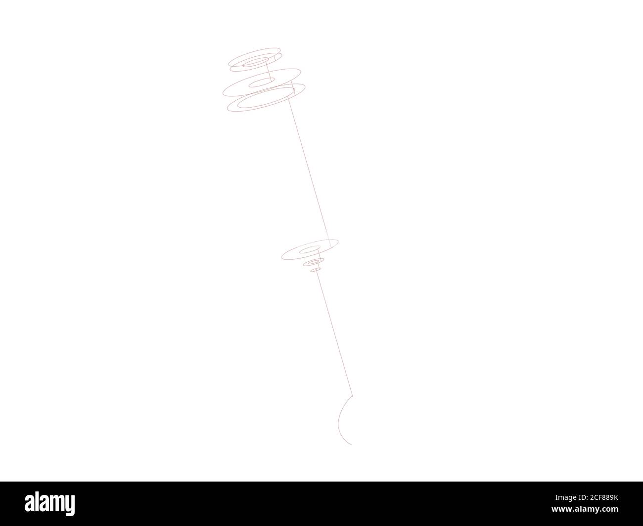 Linienkunst - Illustration des Impfstoffs mit hängendem Tropfen von Eine Nadel in rot Stockfoto