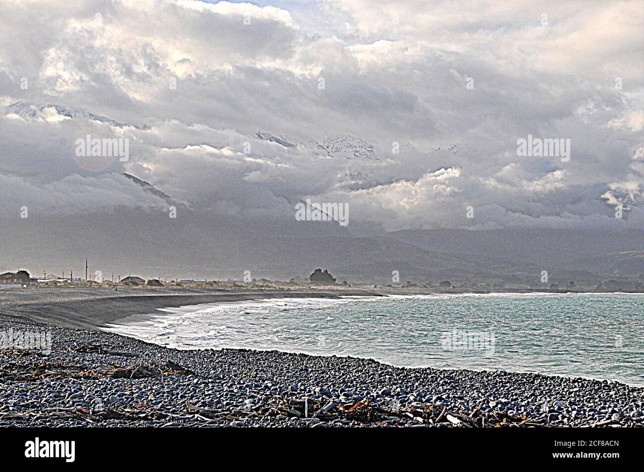 Kaikoura Küste NZ im Winter Stockfoto