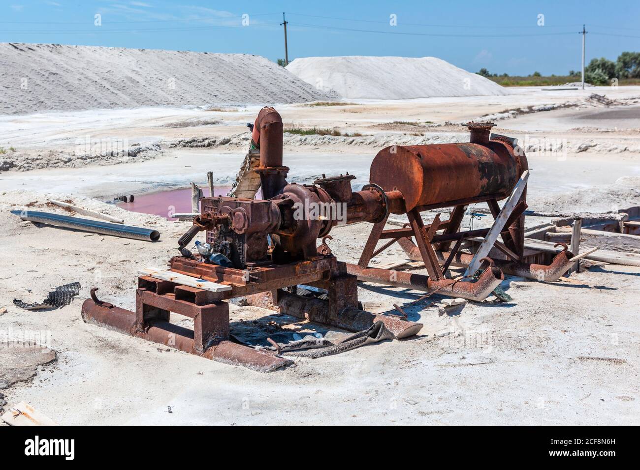Salzextraktion Verdampfungspumpe in der Ukraine. Stockfoto