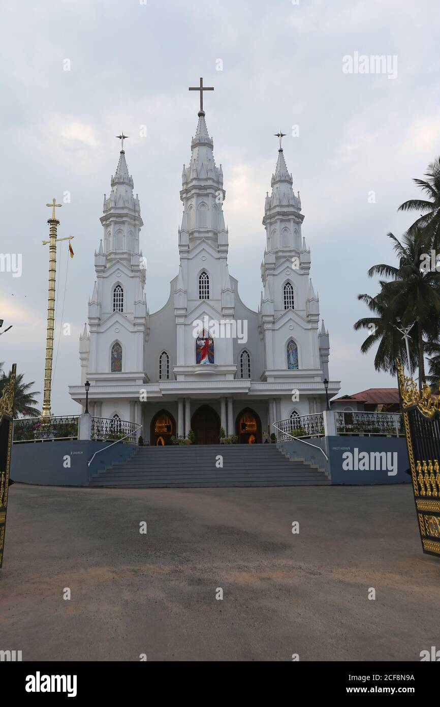 Annahme Forane Kirche Fassade, Sultan Bathery, Kerala, Indien Stockfoto