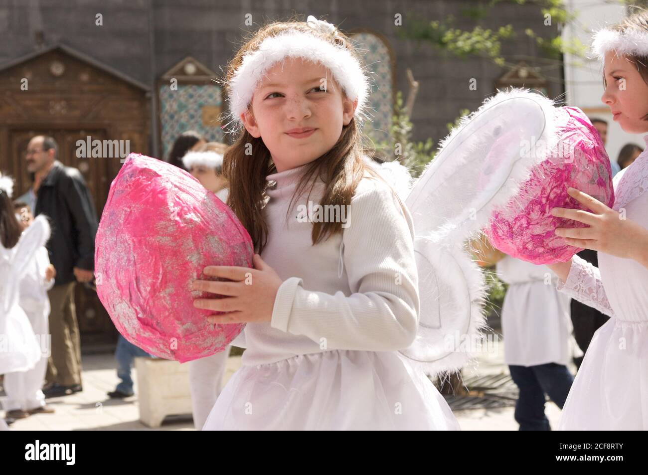 Damaskus Syrien 04/12/2009 Osterparade durch die Altstadt mit Band Und Kinder Stockfoto