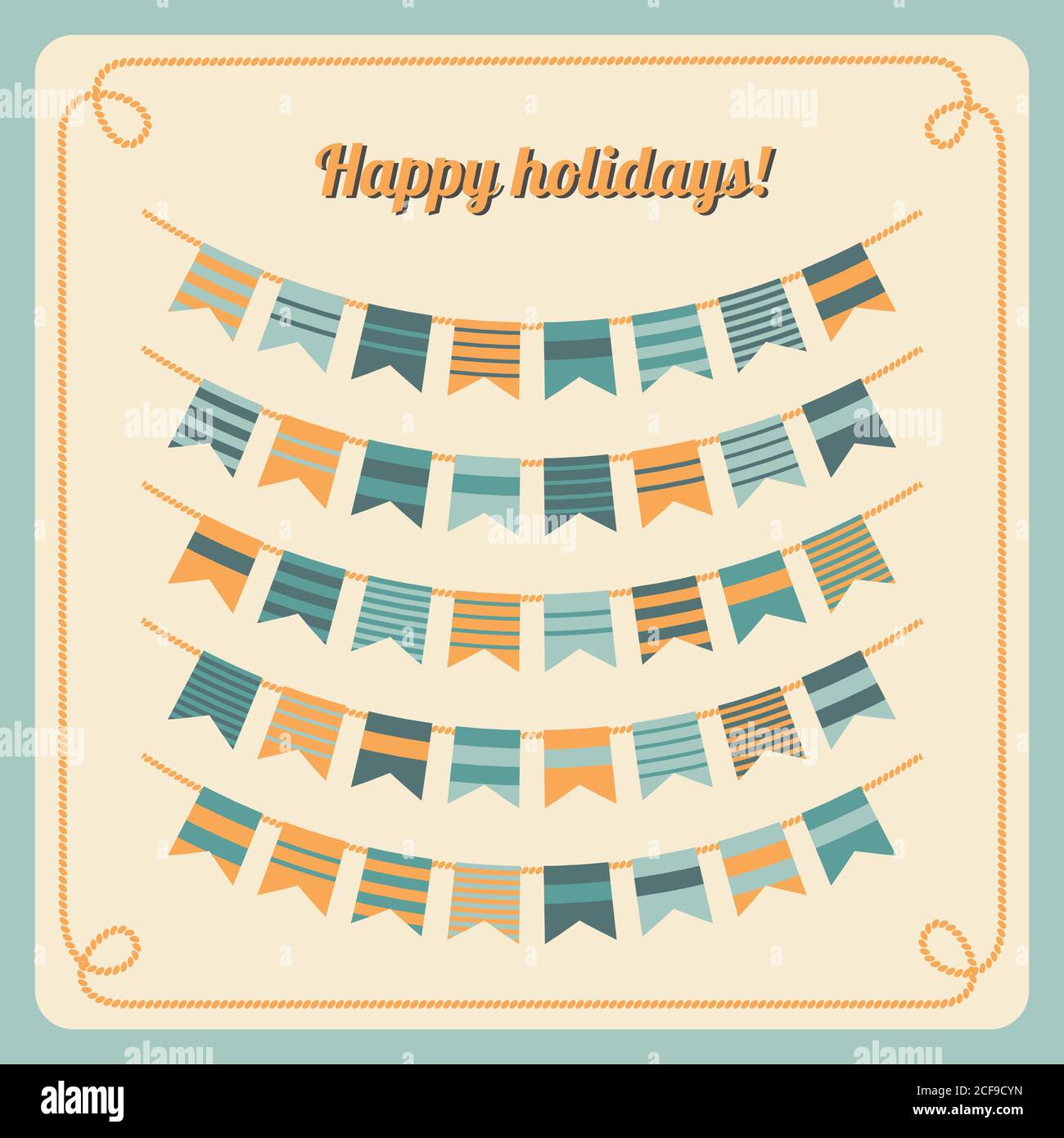 Set aus Ammer und Girlande in Retro-Farben. Vektorgrafik. Stock Vektor