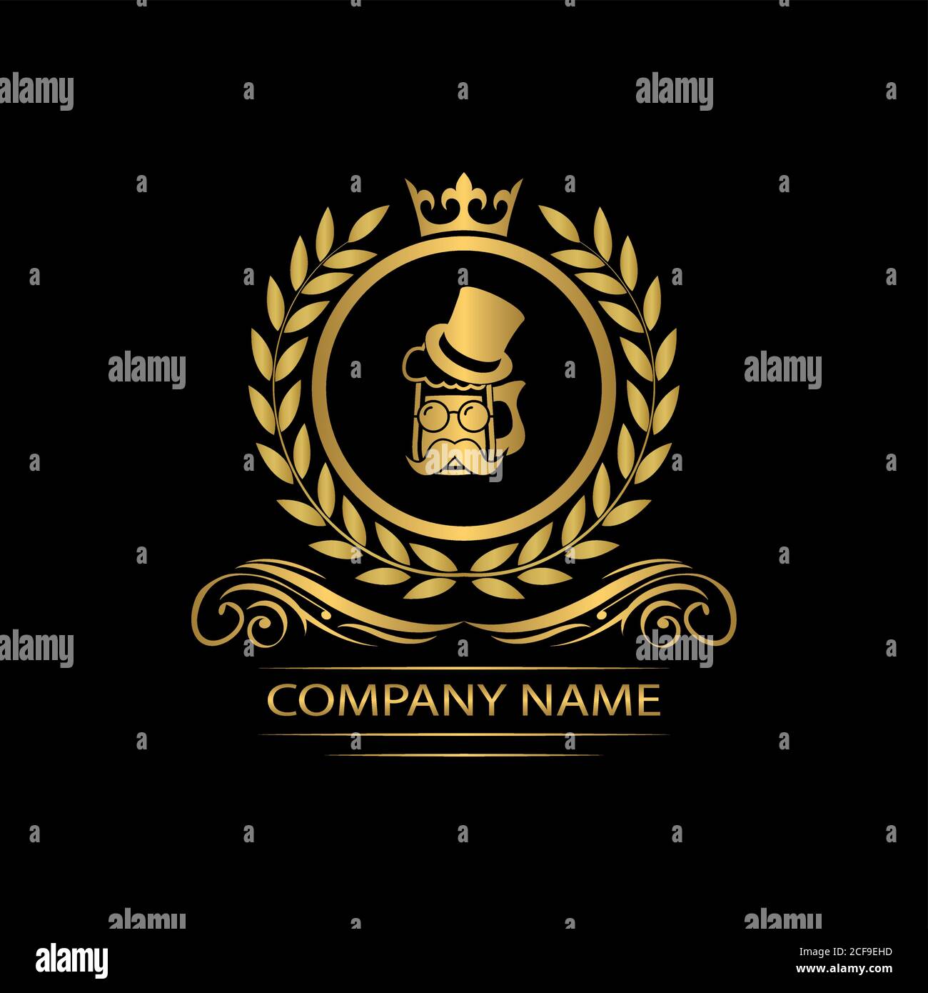 Bier, Bier Pub Logo Vorlage Luxus Royal Vektor Unternehmen dekorative Emblem mit Krone Stock Vektor