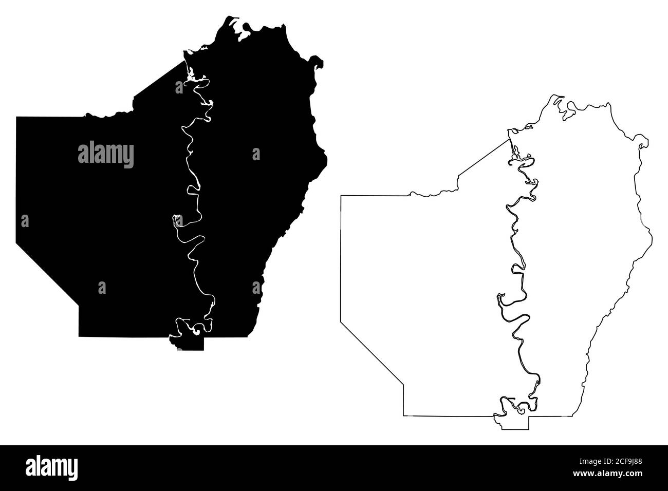 Ouachita County, Louisiana (U.S.-County, Vereinigte Staaten von Amerika, USA, U.S., US) Karte Vektor Illustration, scribble Skizze Ouachita Parish Karte Stock Vektor