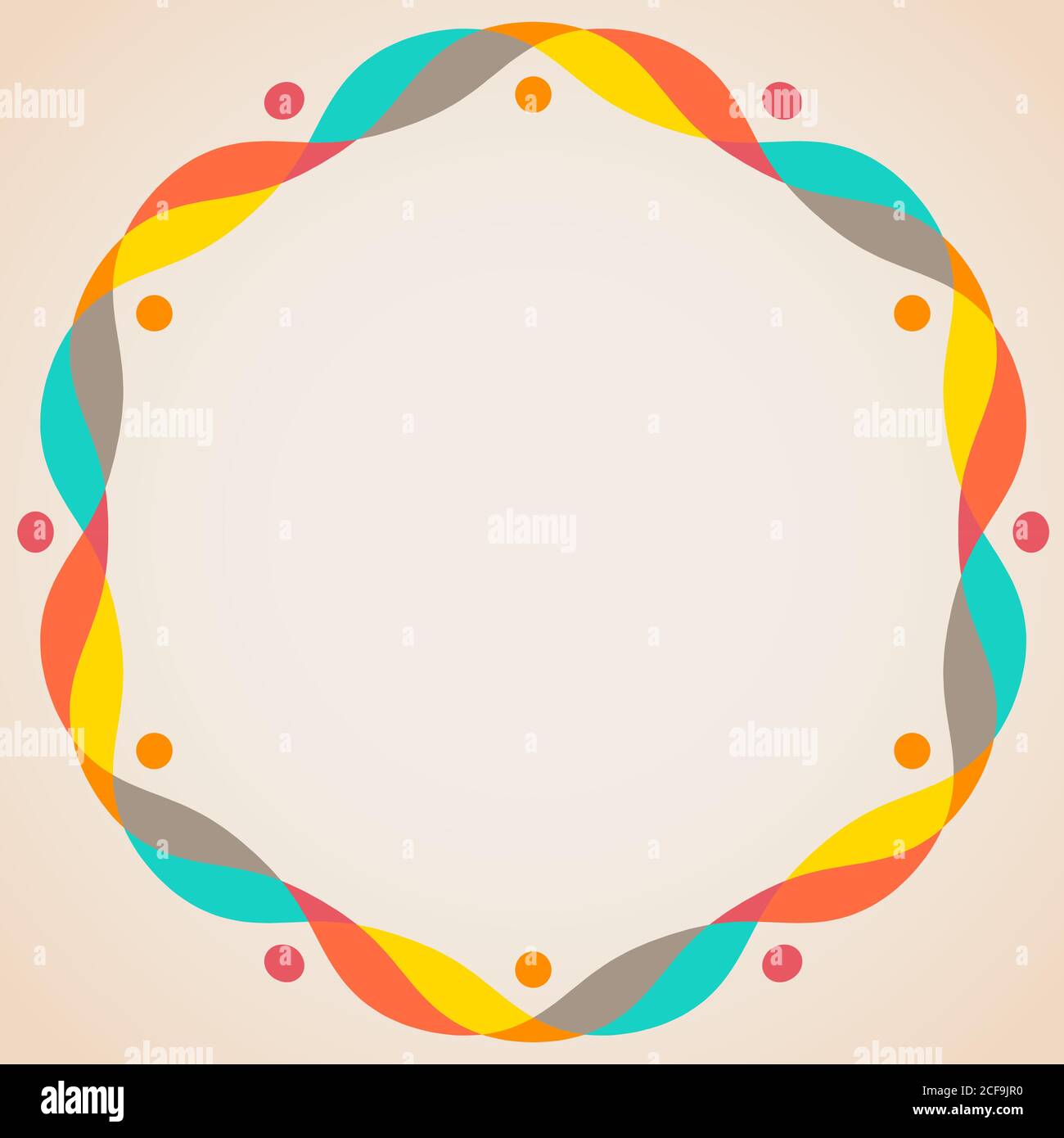 Designelemente - bunte Wellen und Punkte. Vektorrahmen. Stock Vektor