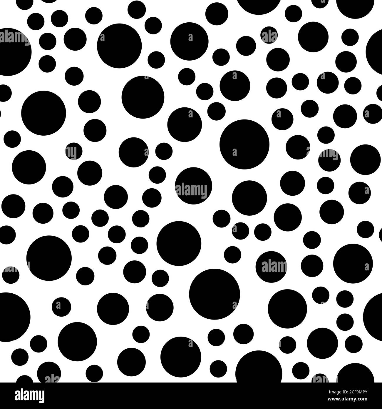 Zufällig gepunktetes nahtloses Muster. Einfacher geometrischer Hintergrund in Schwarz und Weiß. Vektorgrafik. Stock Vektor