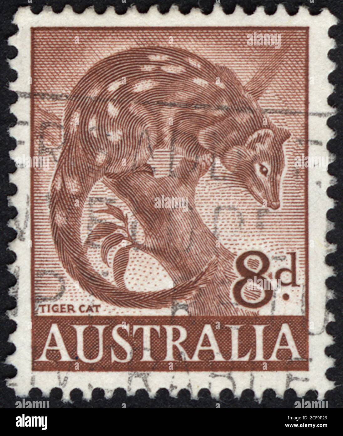 Australien Briefmarke. Historische Briefmarke Italien. Eine in Australien gedruckte Briefmarke. Stockfoto